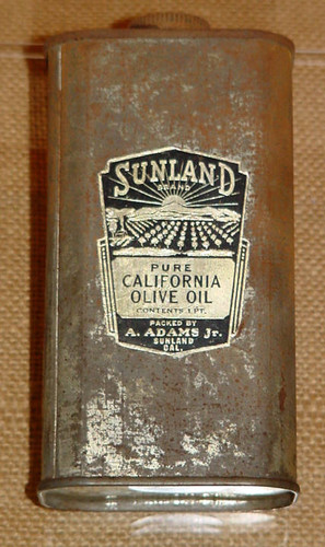 Sunland Brand olive oil can, Sunland, circa 1900-1910