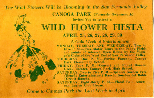 Advertisement, Wild Flower Fiesta, Canoga Park, 1931