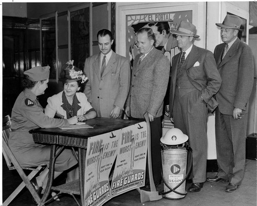Fire Guard sign-up, El Portal Theatre, North Hollywood, 1942
