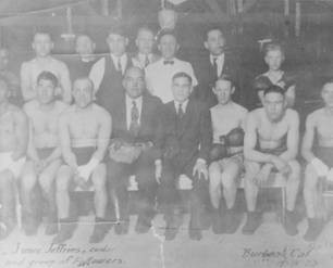 James Jeffries with boxers, 1923