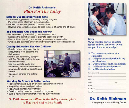 Keith Richman for Mayor brochure, 2002 (page 3)