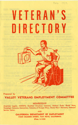 Valley Veterans Employment Committee directory, 1959