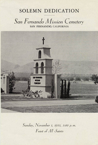 Program cover from the San Fernando Mission Cemetery Dedication, 1953