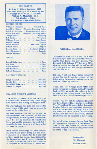 Canoga Elks 2190 Bulletin, January 1965