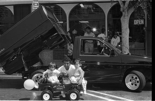Pickup truck and toy truck, San Fernando Mall Auto Show, San Fernando, 1986