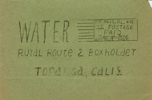 Topanga Permanent Water Committee Fact Sheet dated January 9, 1956 advising a "NO" vote at the January 10, 1956 election to establish the Topanga County Water District