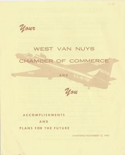 West Van Nuys Chamber of Commerce brochure, circa 1965