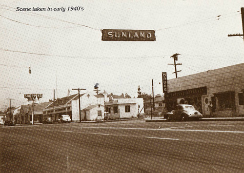 View of Foothill Boulevard in Sunland, circa 1944