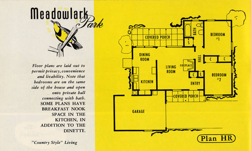 Brochure for the Ray Hommes & Co. Meadowlark Park housing development in Reseda