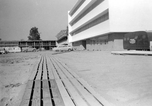 Library and Fine Arts Building under construction, San Fernando Valley State College, Northridge, 1959