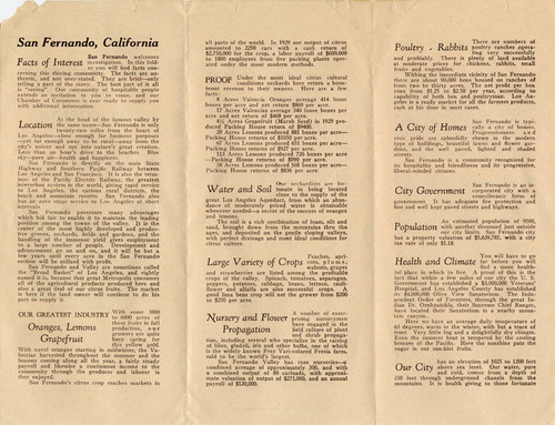 San Fernando brochure, circa 1929-1930 (back)