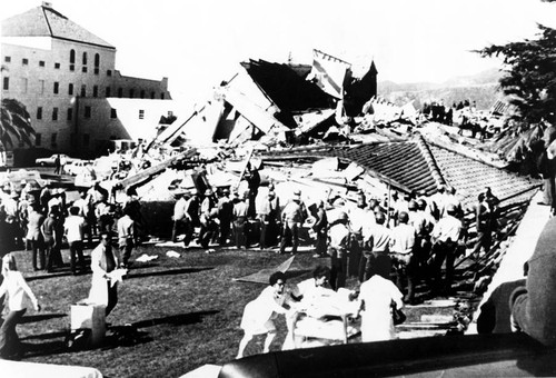 Earthquake damage at Vet Hospital, February 9, 1971