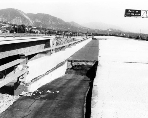 Foothill Freeway after earthquake, 1971