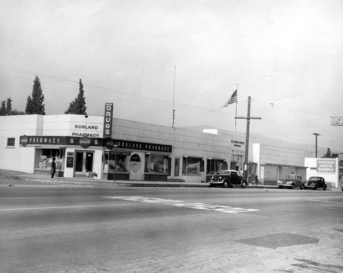 Sunland Pharmacy and Sunland Post Office, Sunland, circa 1940-1949