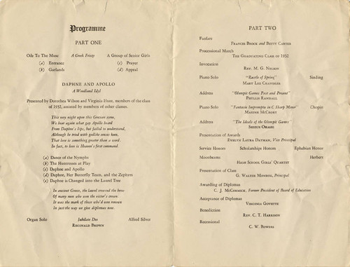 Canoga Park High School Commencement Brochure, 1932