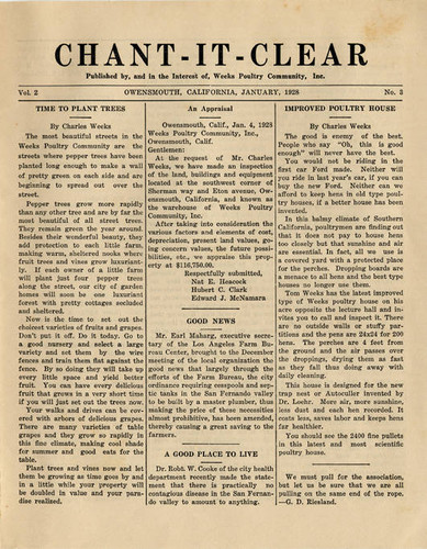 Chant-It-Clear, 1928, Weeks Poultry Community