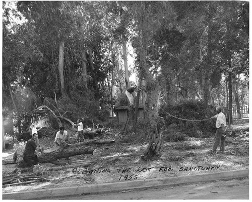 Clearing the lot for a new sanctuary, 1955