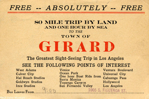 Ticket for a sight seeing trip to Girard