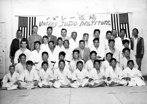 Valley Judo Institute students at Valley Japanese Community Center, 1955