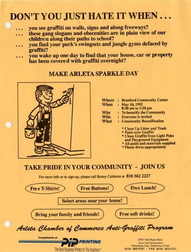 Make Arleta Sparkle Day flyer, Arleta, 1992