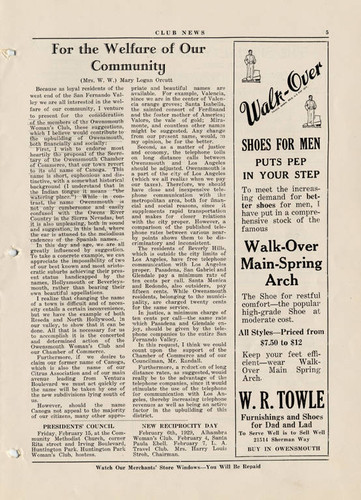 Club News, February 1929, Owensmouth Women's Club