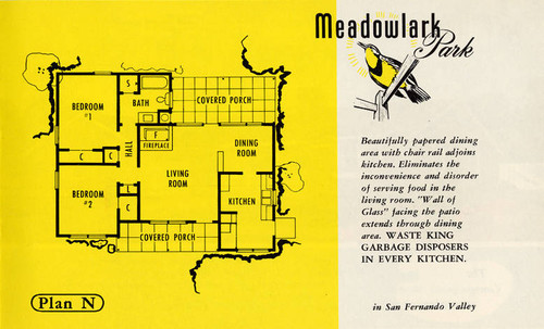 Brochure for the Ray Hommes & Co. Meadowlark Park housing development in Reseda