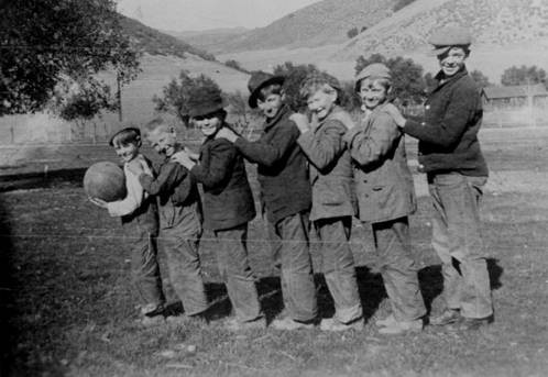 Schoolboys in line, Calabasas, circa 1920's