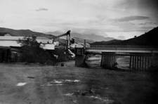 Flood-damaged bridge, Los Angeles River at Warner Bros. Studio, Burbank, 1938