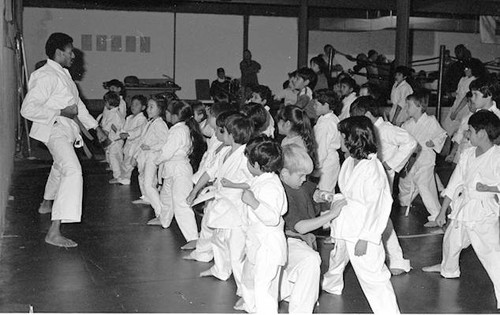 Beginner karate class, Police Athletic League Sponsors, Sylmar, 1984