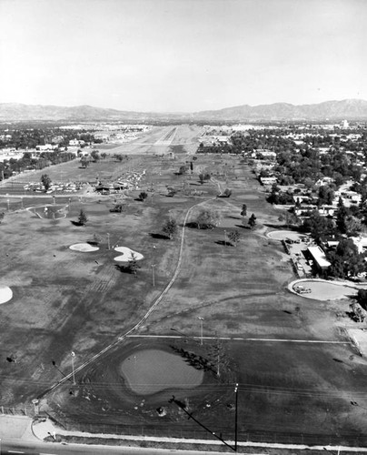 Golf course at the end of the Van Nuys Airport runway, 1968