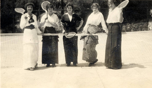 Brand family women playing tennis, circa 1910