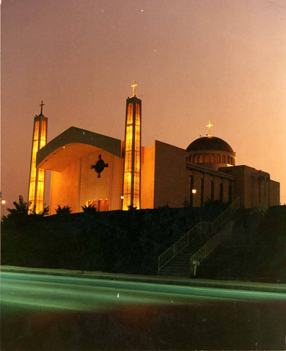 St. Nicholas church at night, circa 1970s