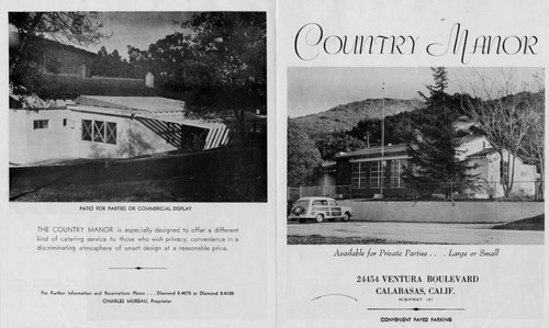 Country Manor brochure, Calabasas, 1945-1955?