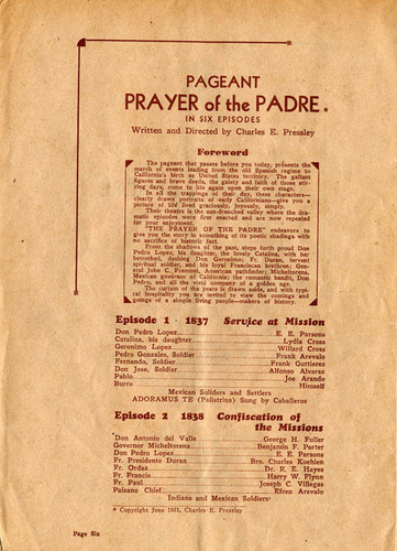 Official program for the Fiesta de le Mission San Fernando, 1931