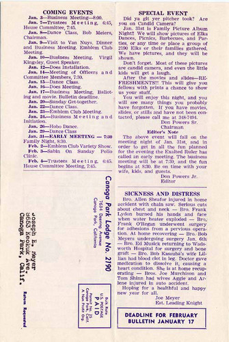 Canoga Elks 2190 Bulletin, January 1963