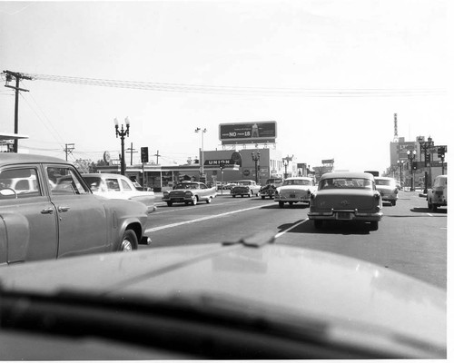 Vote No on Proposition 18 billboard, Glendale, 1958