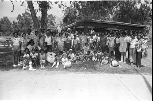 Birthday party and family reunion, Fanny Crocker and Crocker-Ward families, Sylmar, 1983
