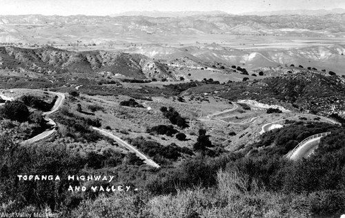 View of Topanga Canyon Boulevard and the San Fernando Valley, circa 1920