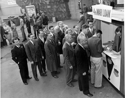 Lockheed employees buying war bonds, 1944--International Association of Machinists, District Lodge 727