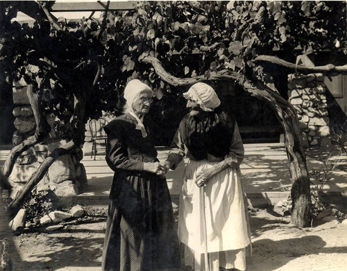 Senora Verdugo and Mrs. Hagey at the Verdugo Adobe, 1925