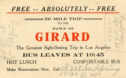 Ticket for a sight seeing trip to Girard