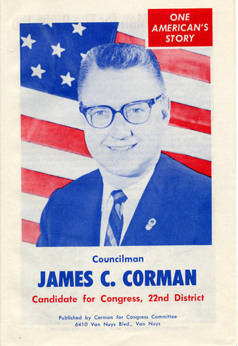 Campaign brochure, James C. Corman, California 22nd congressional district, 1960