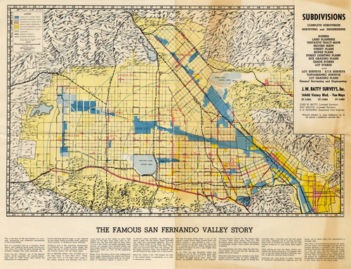 Subdivision map for San Fernando Valley, 1956