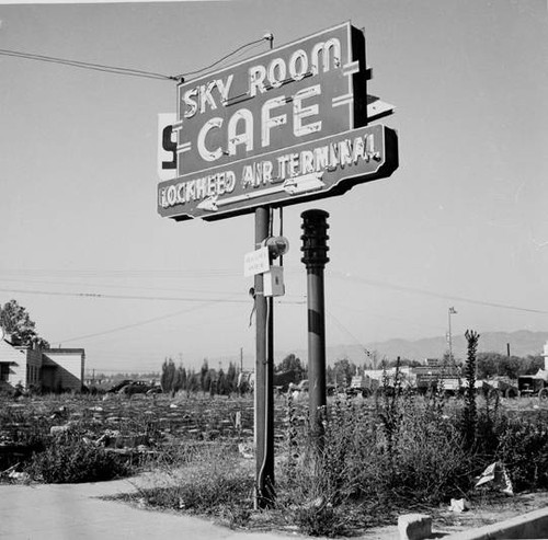 Neon advertising sign for Sky Room at Lockhheed Air Terminal