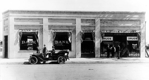 Bank of Lankershim and J. E. Jones Drug Store, circa 1910-1924