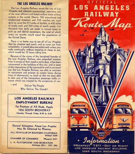 Official Los Angeles Railway Route Map, 1945 (cover and back page)