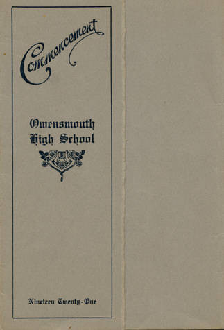 Owensmouth High School Commencement Brochure, 1921