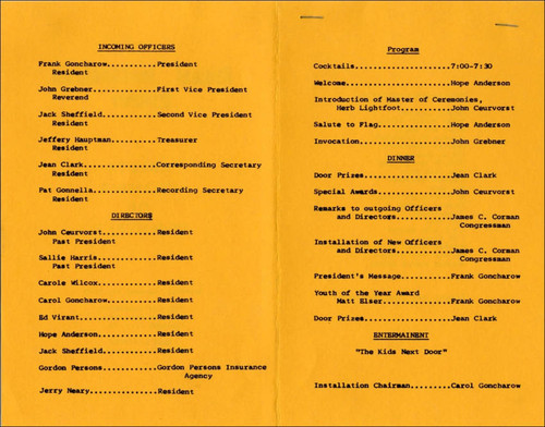 Annual Installation Dinner program, Arleta Chamber of Commerce, cover, Panorama City, 1978