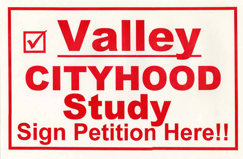 Valley Cityhood study sign