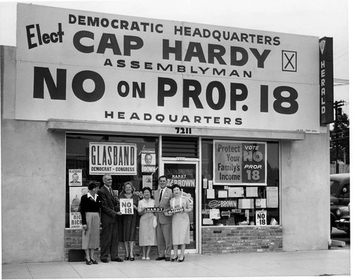 Reseda field office, "No on Proposition 18" campaign, 1958